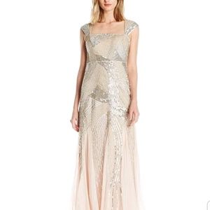 Adrianna Papell $340 2 Petite Cap Beaded Gown